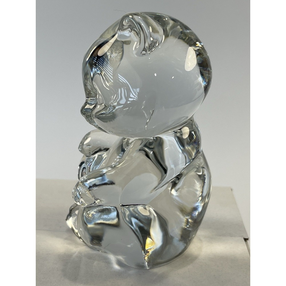 Fenton Glass Teady Bear Crystal Clear Art Collectible Figurine 3.5" Paperweight - Picture 2 of 8